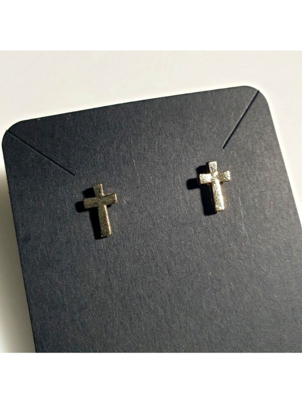 Gold Tone Mini Cross Stud Earrings Religious Jewelry Women Men Gift Classic